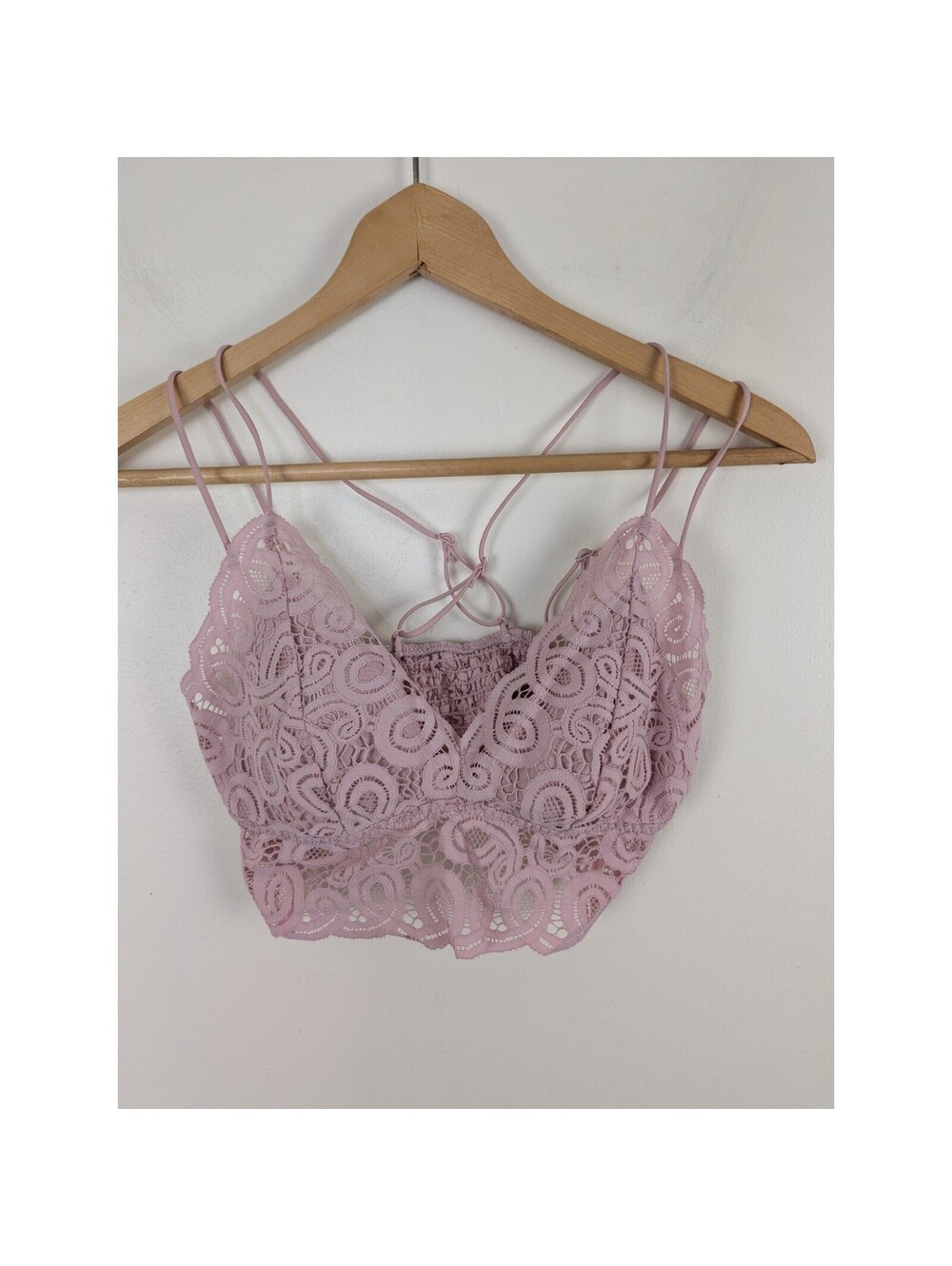 Victoria's Secret PINK Medium Lace Bralette Star Bra Pastel M Removable Pads